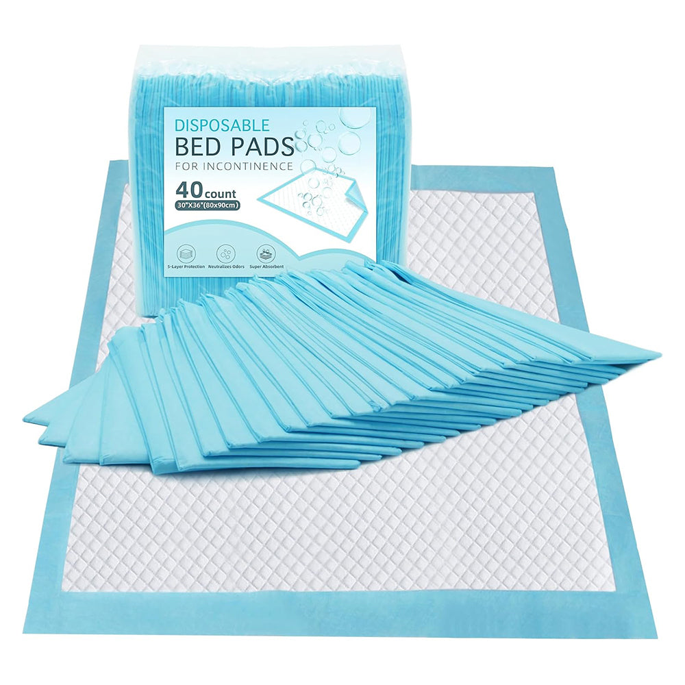 Bed Pads for Incontinence Disposable (30"x36",Pack of 40 , 67g/Piece,5 Layers )Disposable Underpads ,Ultra Absorbent Bulk Heavy Duty,Disposable Diaper Changing Pads,Pee Pads Extra Large,Pads for Beds