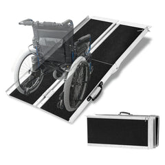 4FT Portable Aluminum Wheelchair Ramp for Elderly, 48’‘ L x 29’‘ W, Multi Folding Anti-Slip Ramps for Car, Doorways, Curbs, Stairs