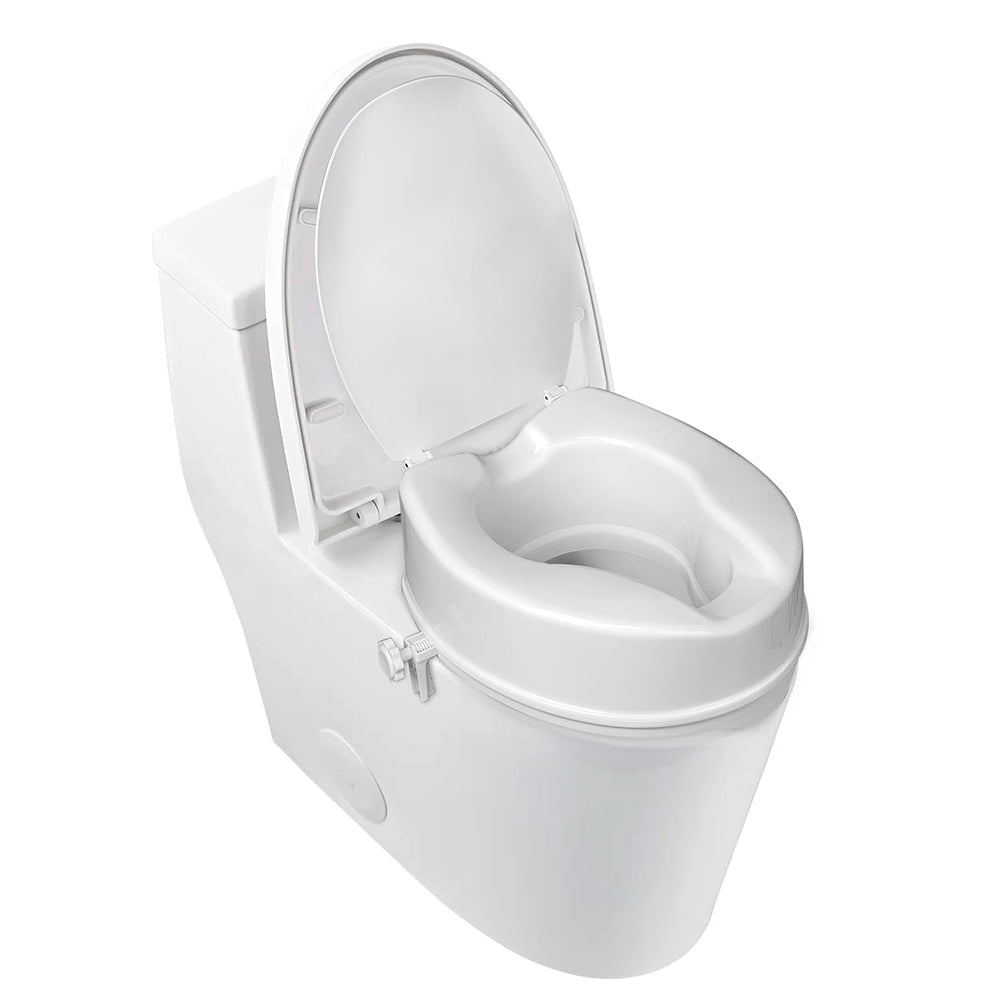 Raised Toilet Seat with Lid, 4" High Toilet Seat for Elongated or Standard Commode, Handicap Toilet Seat Riser with Cover