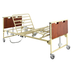 5 Function Electric Hospital Bed, Hi Low 10"-24.5" Height, 600 LBS Capacity Medical Bed with Wooden Headboard, Adjustable Hospital Beds for Home Use, 80" L x 36" W (Without Mattress)