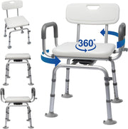 Cold-Proof 360° Swivel Shower Chair with Back And Arms