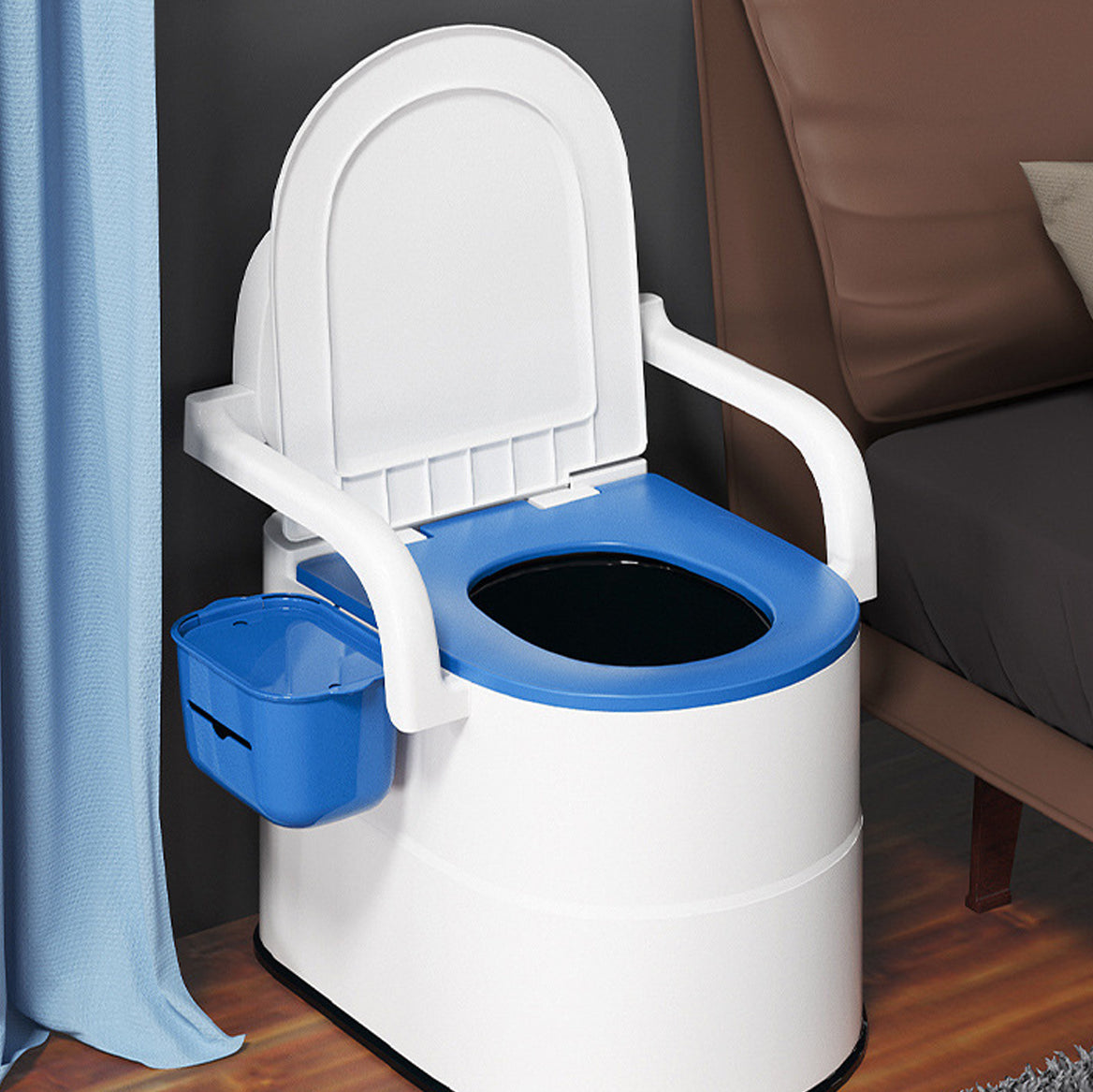 Anti-Slip Sealed Bedside Commode with Large Opening Seat