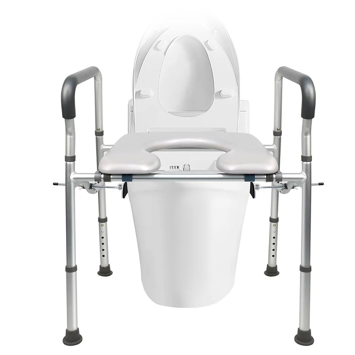 Extra Wide Heavy Duty Adjustable Raised Toilet Seat with Handles