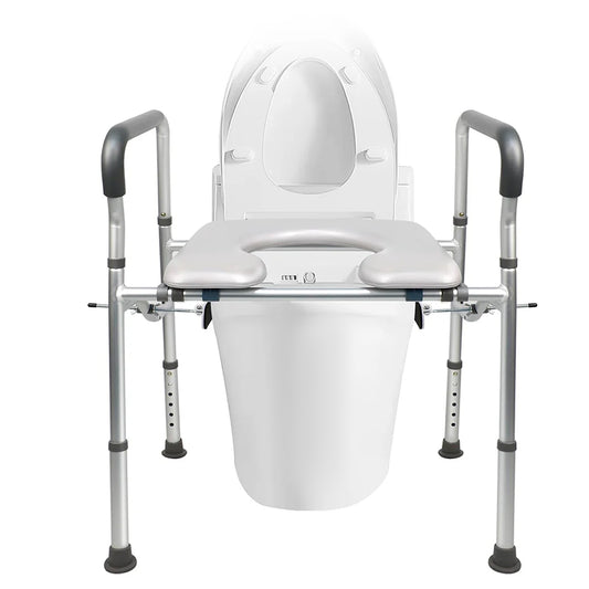Extra Wide Heavy Duty Adjustable Raised Toilet Seat with Handles 1200