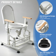 Electric Sit to Stand Lift Toilet Seat with Wooden Arms