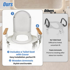 Electric Sit to Stand Lift Toilet Seat with Wooden Arms
