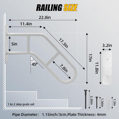 Heavy Duty Metal Handrail for Porch Steps - Weatherproof - Living Caring