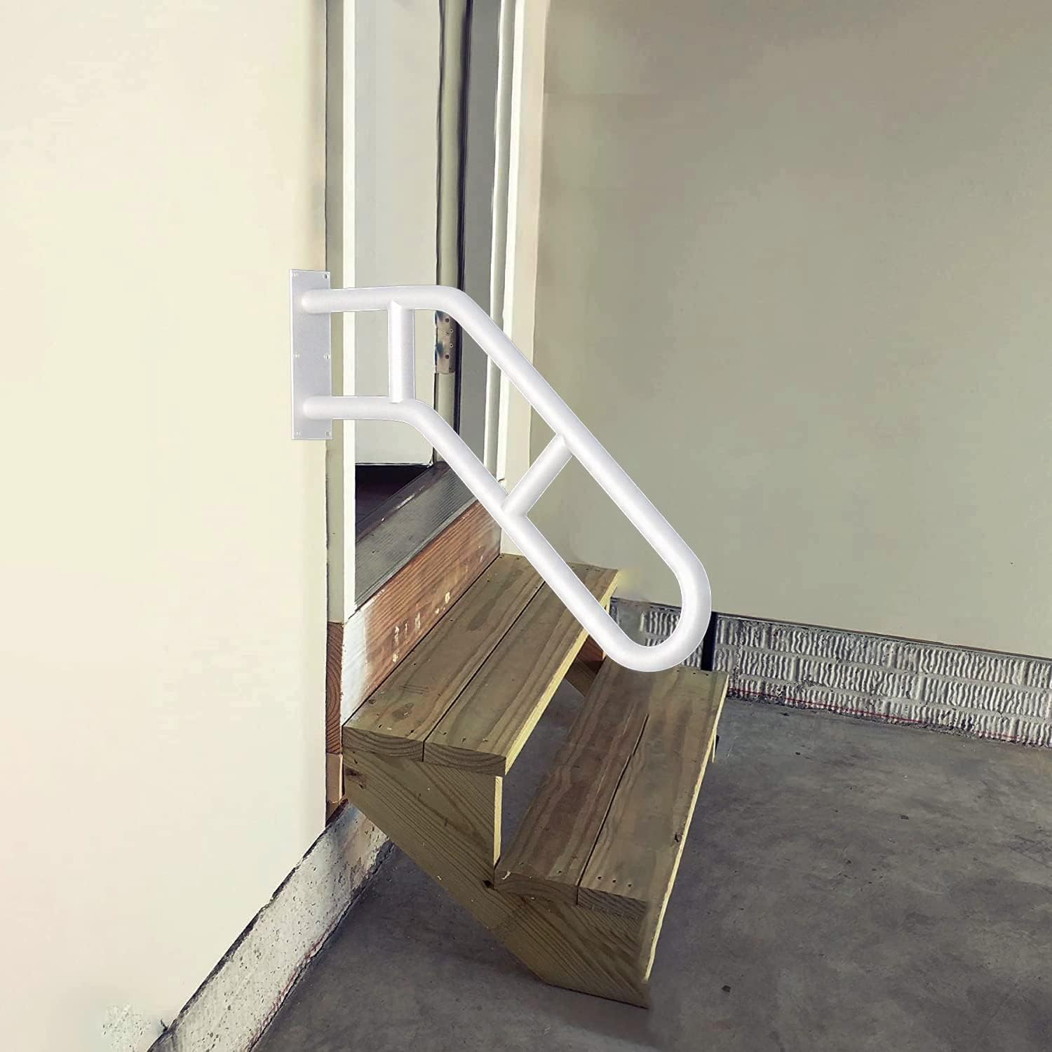 Handrail for Outdoor Stairs - 1 to 3 Steps - Rust-Resistant Metal Living Caring
