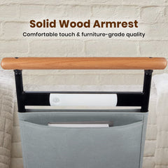 Adjustable Bed Safety Rail with Motion Sensor Night Light & Storage Pocket