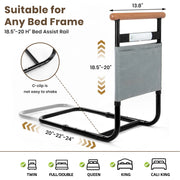 Adjustable bed assist rail dimensions with 13.8-inch handle and support for multiple bed sizes
