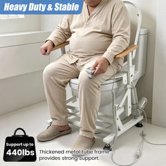 Electric Sit to Stand Lift Toilet Seat with Wooden Arms