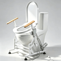 Electric Sit to Stand Lift Toilet Seat with Wooden Arms