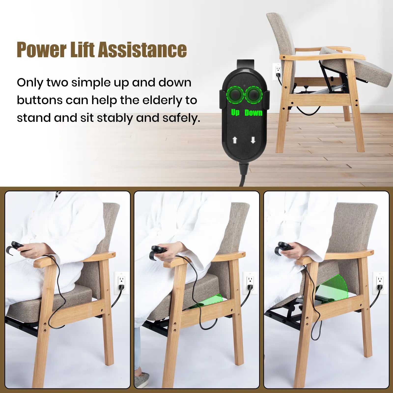 Wooden Power Extra Wide Heavy Duty Lift Chair for Seniors