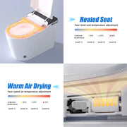 Smart toilet heated seat and warm air dryer with four adjustable temperature levels