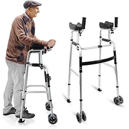 Foldable Stand Up Height Adjustable Aluminum Walker