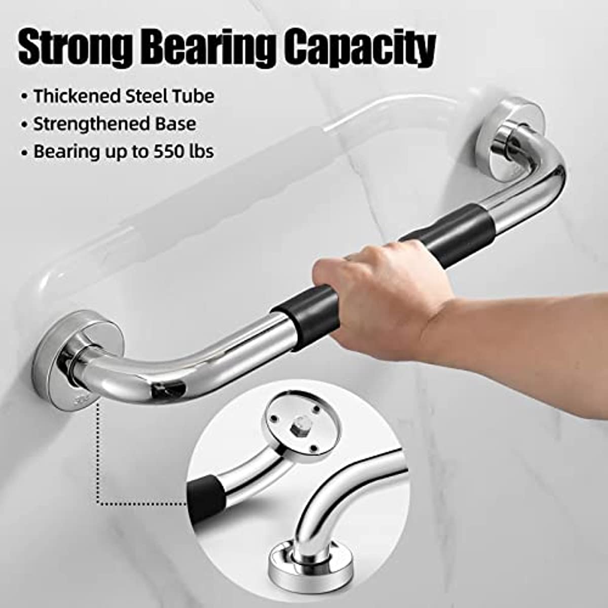 2 Pack 12 inch Anti Slip Bathroom Grab Bars for Elderly for Wall