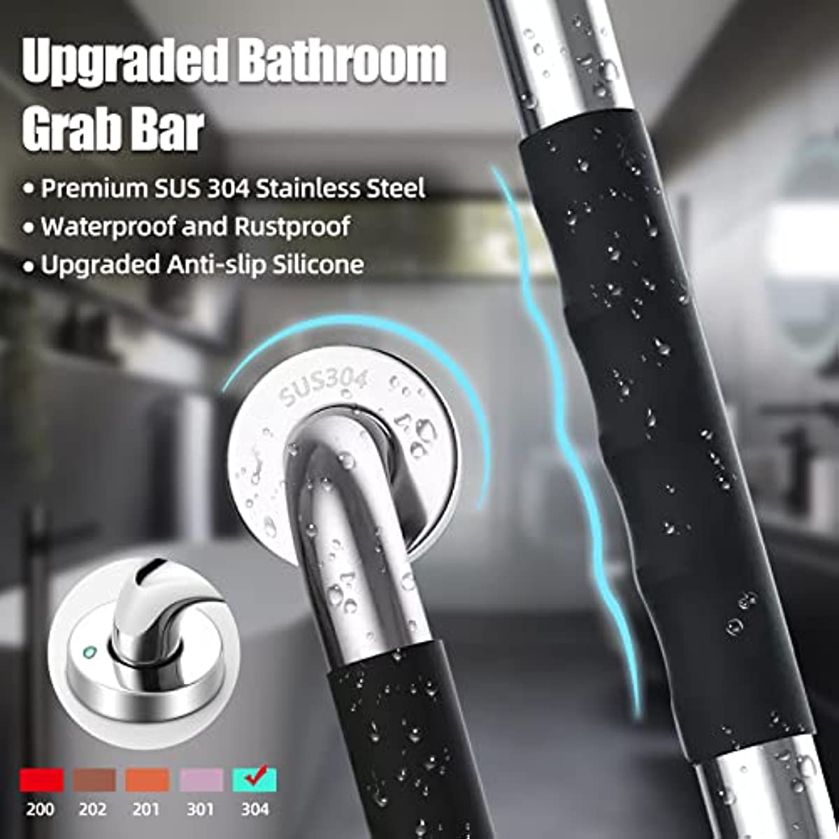 2 Pack 12 inch Anti Slip Bathroom Grab Bars for Elderly for Wall